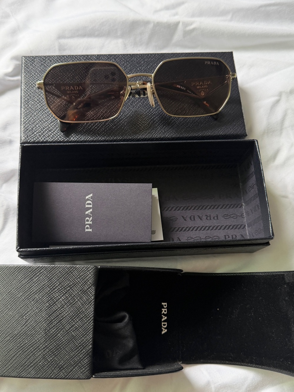Prada Gold Frame Brown Lens Sunglasses